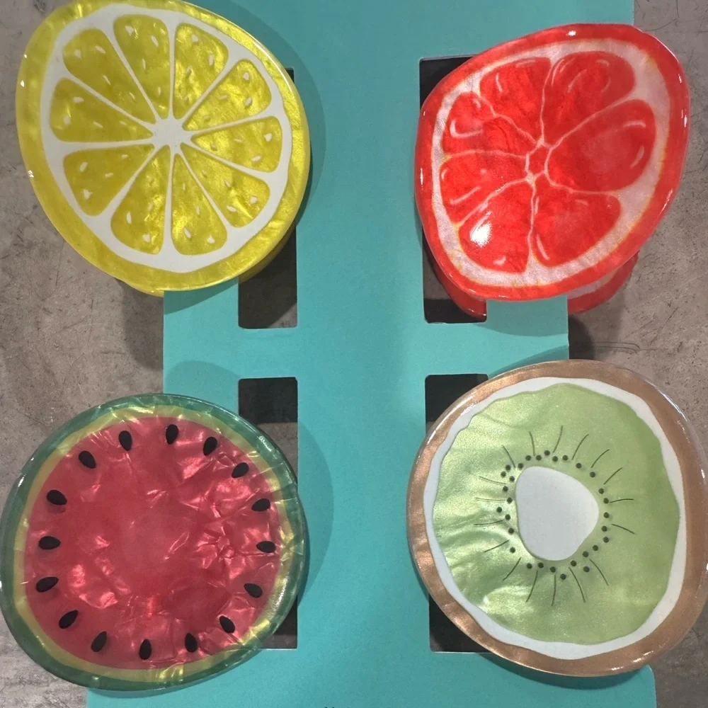 Piper K set of 4 Fruit-Themed Hair Clips- cute comfy pretty and practical 🍉 🍊🍋🥝